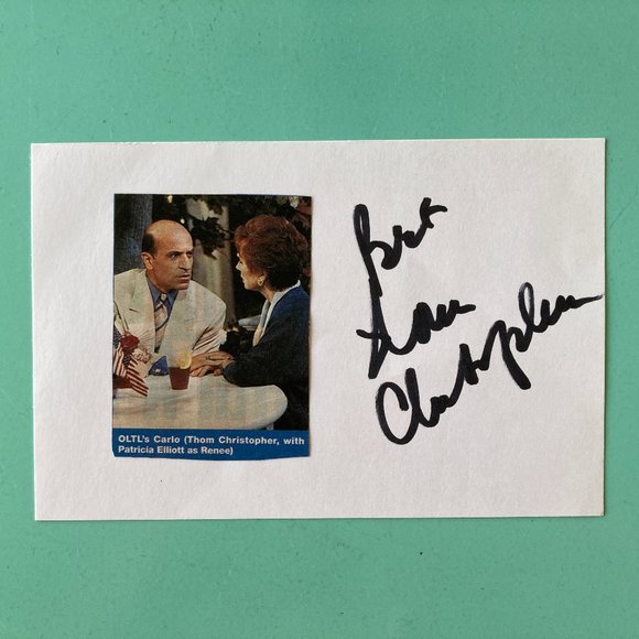 Thom Christopher Signed Index Card 4X6 Carlo Hesser One Life to Live Soap Opera - Picture 1 of 1